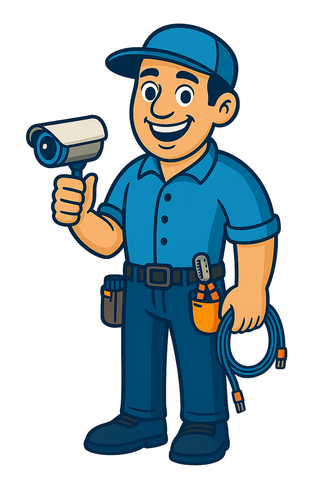 Call The Camera Guy — friendly technician holding a security camera